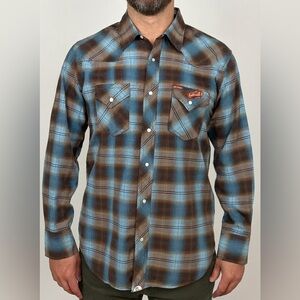 Men’s Western Blue And Brown Plaid Shirt Rafter C Red Dirt Collection